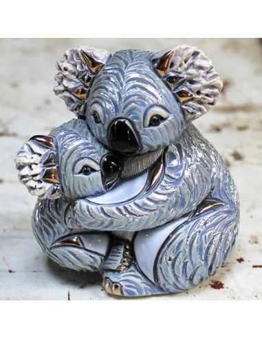 Koala con Cucciolo Scultura in Ceramica De Rosa...