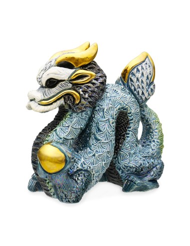 Blue Chinese Dragon Ceramic Sculpture De Rosa...