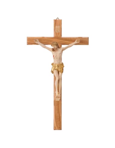 Hand Painted Resin Crucifix with Olive Wood Cross