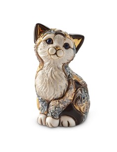 Calico Kitten Sitting Ceramic Sculpture De Rosa Rinconada