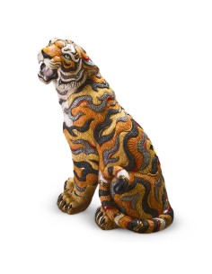 Tigre di Sumatra Scultura in Ceramica De Rosa Rinconada...
