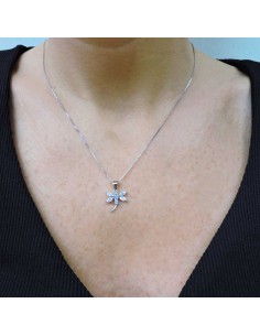 925 Sterling Silver Dragonfly Necklace with White Zircons 2