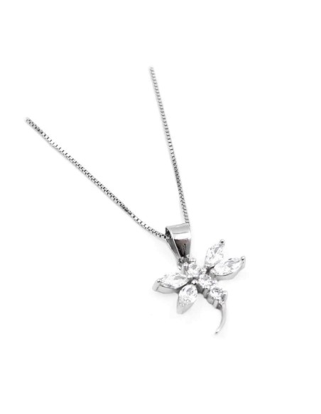 Libellen-Halskette aus 925er-Sterlingsilber mit Weißen Zirkonen 