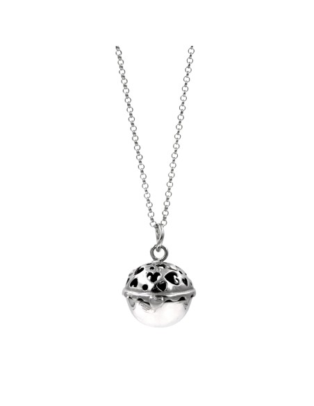 Bracciale Catena Donna in Argento 925 Rodiato con Ciondolo Doppio Cuore