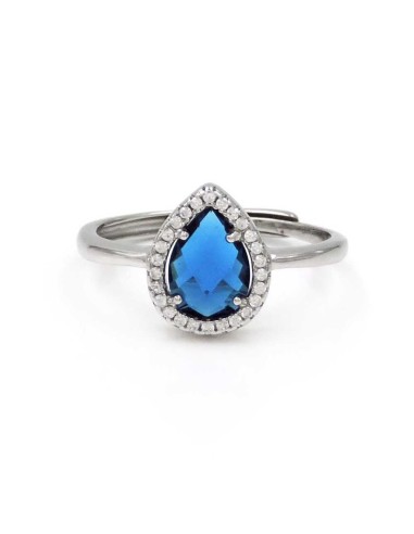 Anello in Argento con Pietra Blu Taglio Goccia