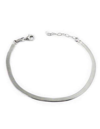 Flaches Schlangenarmband aus rhodiniertem 925er-Sterlingsilber