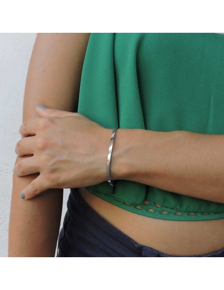 Rhodium Plated 925 Sterling Silver Flat Snake Bracelet