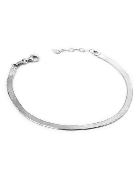 Flaches Schlangenarmband aus rhodiniertem 925er-Sterlingsilber