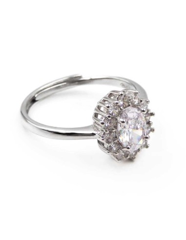 925 Sterling Silver Ring with White Oval Stone
