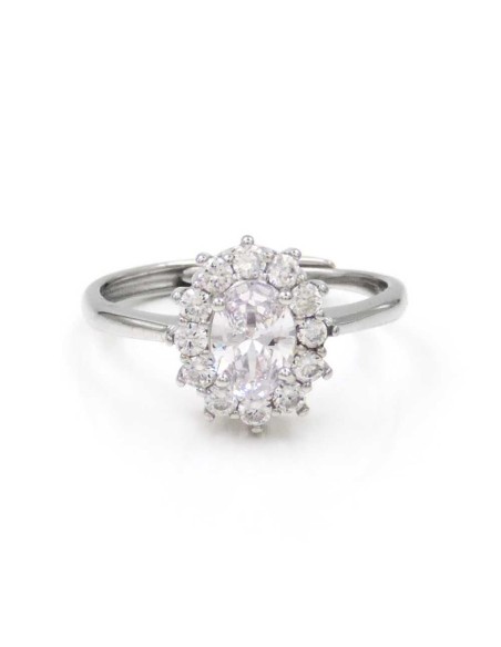 Ring aus 925er Sterlingsilber mit Weißem Ovalem Stein