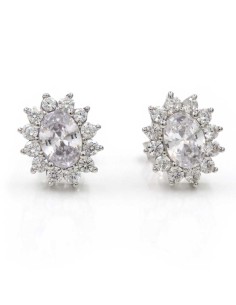 Orecchini in Argento 925 con Pietra Bianca Ovale