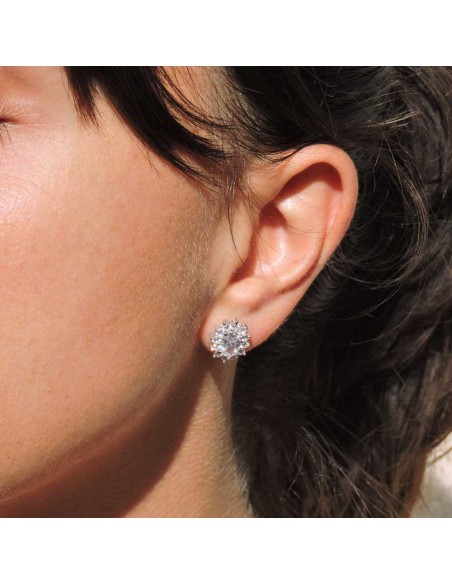 925 Sterling Silver Earrings with Oval White Stone