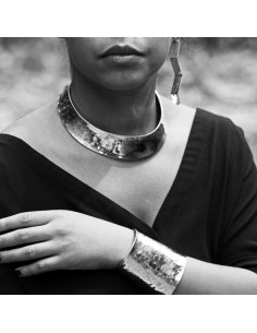 Hammered 925 Sterling Silver Slave Bracelet  2