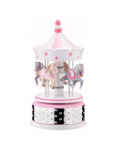 Carillon Giostra con Cavalli Bianca e Rosa Fascia Argento 