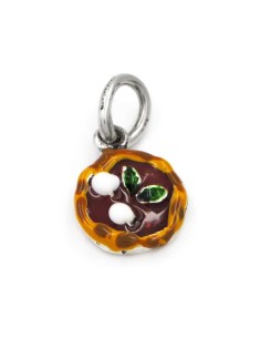 Enamelled Solid Silver Pizza Margherita Pendant 