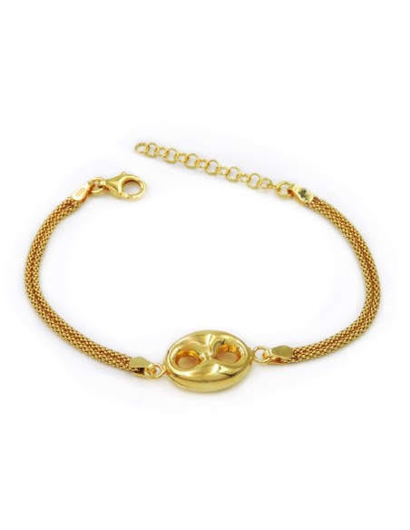 Bracciale Nodo Maglia Nautica in Argento Placcato Oro