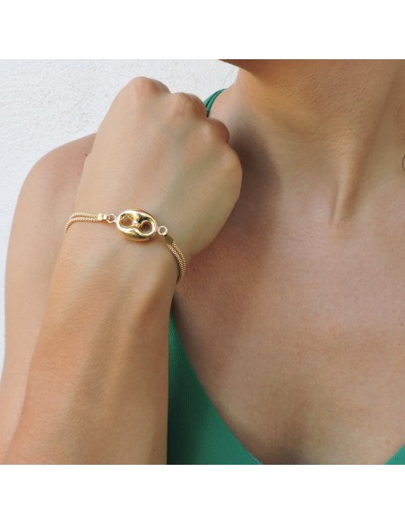 Bracciale Nodo Maglia Nautica in Argento Placcato Oro
