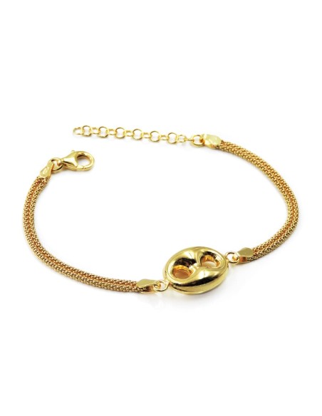 Bracciale Nodo Maglia Nautica in Argento Placcato Oro