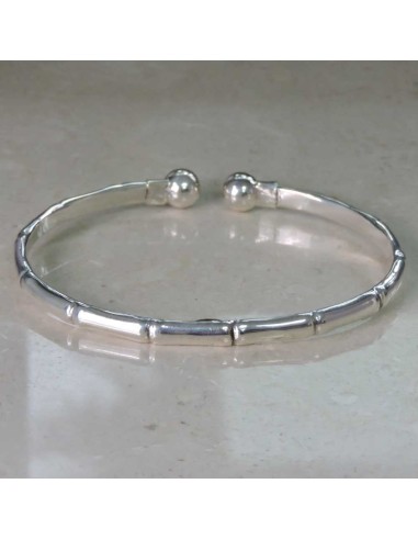 925 Sterling Silver Open Bangle Bamboo Bracelet 