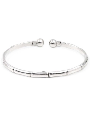 925 Sterling Silver Open Bangle Bamboo Bracelet 