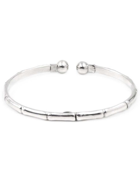 925 Sterling Silver Open Bangle Bamboo Bracelet 