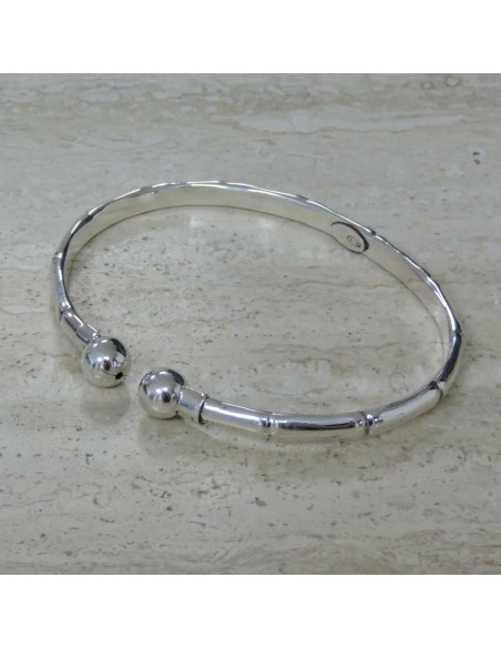 Offener Bambus-Armreif aus 925er Sterlingsilber