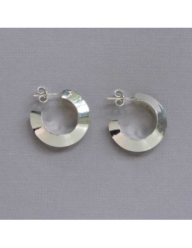 Sterling Silver Triangular Cane Hoop Earrings 