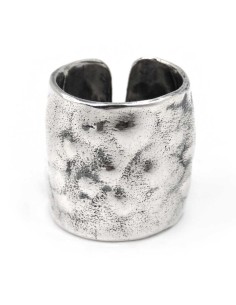 Hammered 925 Sterling Silver Long Band Ring