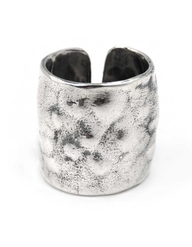 Hammered 925 Sterling Silver Long Band Ring