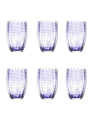 Zafferano Perle Set 6 Bicchieri in Vetro Lavanda