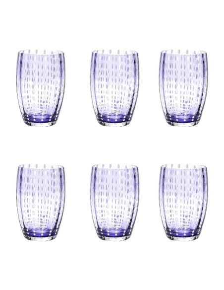Zafferano Perle Set 6 Bicchieri in Vetro Lavanda