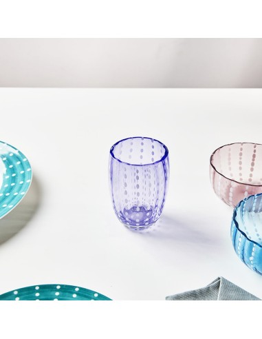 Zafferano Perle Set 6 Bicchieri in Vetro Lavanda
