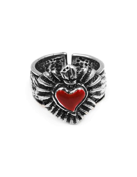 Anello Fascia con Sacro Cuore in Argento 925 Smaltato