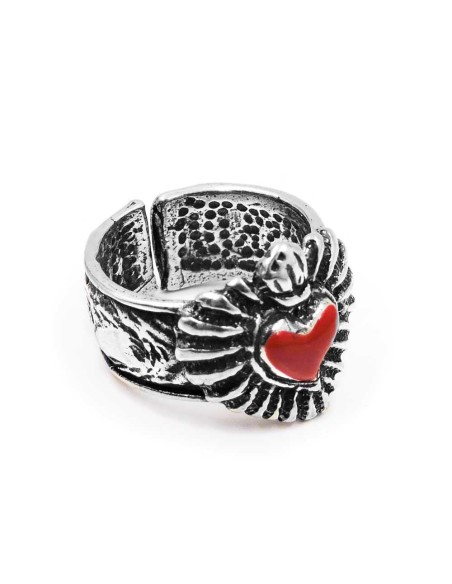Anello Fascia con Sacro Cuore in Argento 925 Smaltato