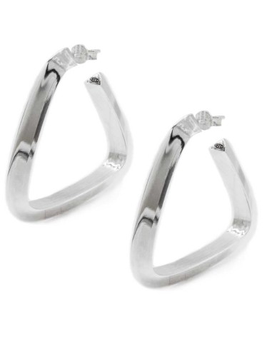 Sterling Silver Triangular Hoop Earrings 