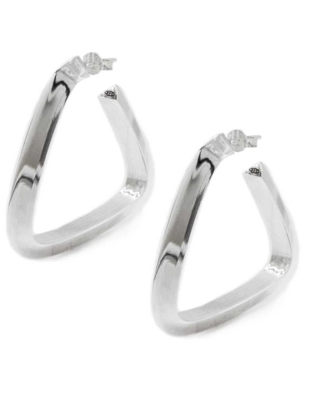 Sterling Silver Triangular Hoop Earrings 