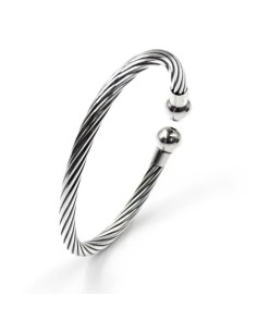 Bracciale Bangle Ovale Torchon in Argento 925