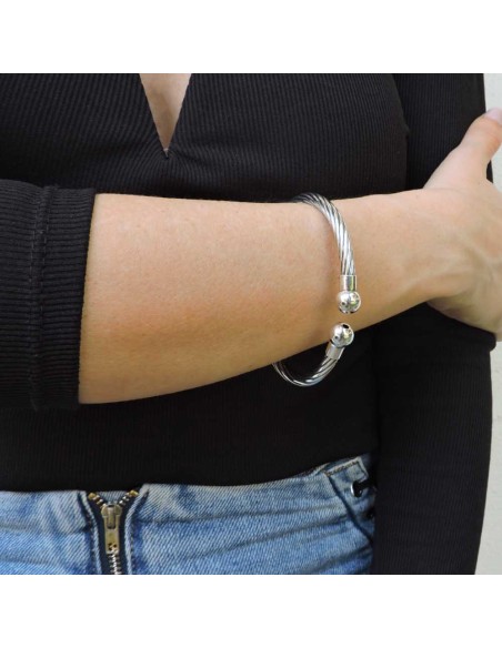 Bangle Solid Silver Oval Rigid Bracelet