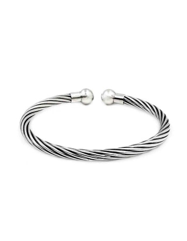 Bangle Solid Silver Oval Rigid Bracelet