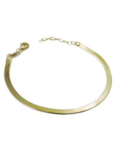 Gold Plated 925 Sterling Silver Flat Snake Bracelet