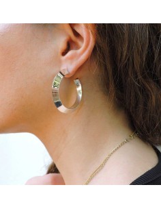 Sterling Silver Triangular Cane Hoop Earrings Diameter... 2