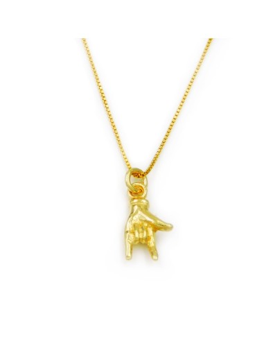 Collana con Ciondolo Mano Corna in Argento 925 Placcato Oro