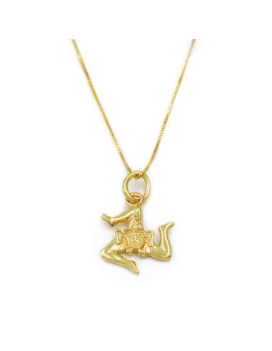 Gold Plated 925 Sterling Silver Sicilian Trinacria Necklace 