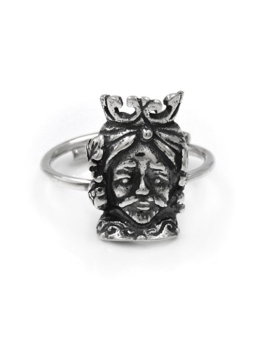 Anello Teste di Moro Siciliane in Argento...