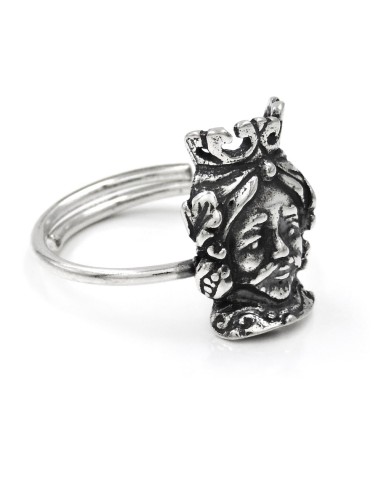 925 Sterling Silver Sicilian Moor Heads Ring 