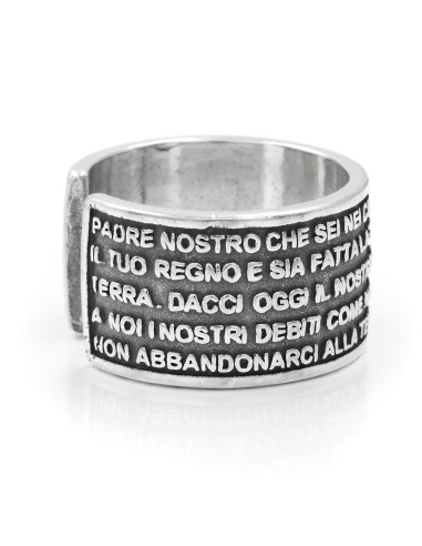 Burnished Sterling Silver Padre Nostro Band Ring 