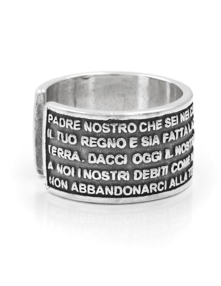 Anello Padre Nostro Fascia in Argento 925 Brunito