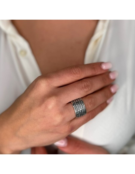 Padre Nostro Bandring aus Brüniertem 925er Sterlingsilber
