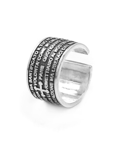 Burnished Sterling Silver Padre Nostro Band Ring 