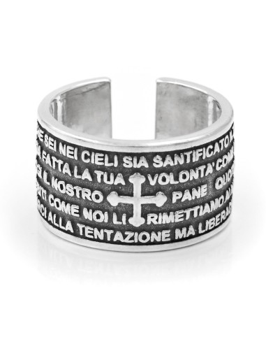 Anello Padre Nostro Fascia in Argento 925 Brunito